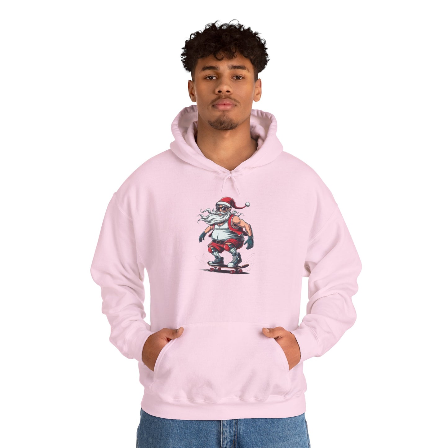 Santa Skateboarding Unisex Heavy Blend Hoodie, Christmas Sweatshirt, Holiday Gift, Cozy Winter Apparel, Fun Santa Design