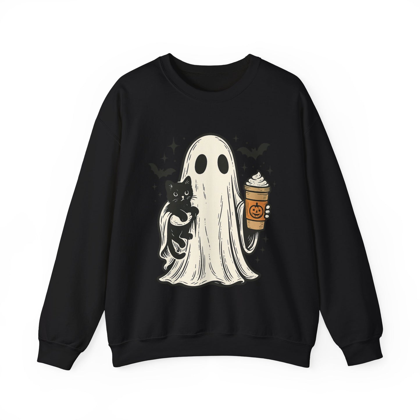 Ghostly Cuddle Sweatshirt - Cozy Unisex Crewneck, Halloween Apparel, Fall Fashion, Spooky Season, Cat Lover Gift