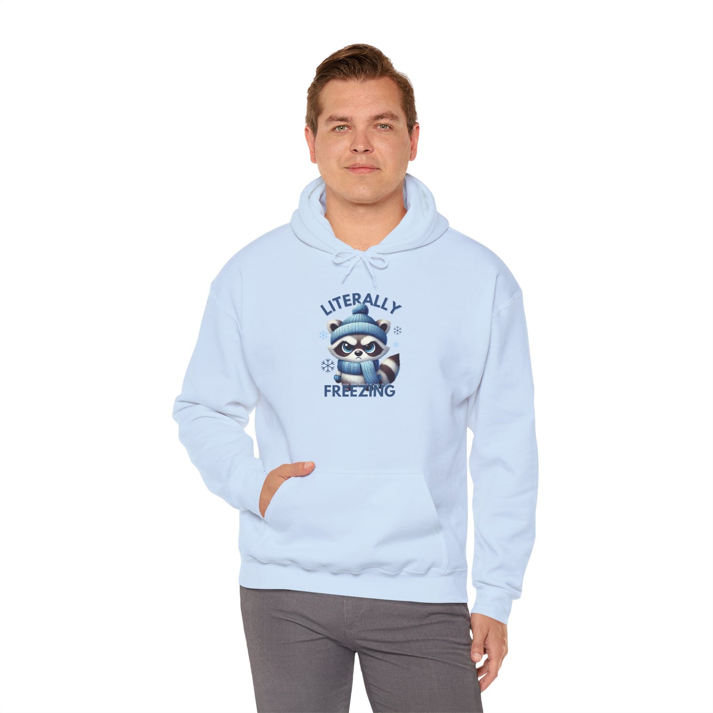 Chilly Raccoon Hoodie, Cozy Gift for Winter, Funny Hooded Hoodie, Cute Animal Apparel, Holiday Essentials