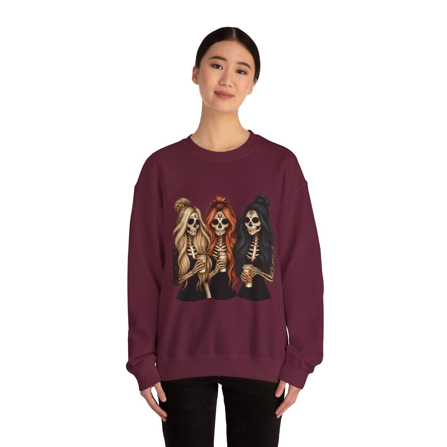 Halloween Skeleton Crewneck Sweatshirt, Cozy Unisex Sweatshirt, Trendy Halloween Apparel, Gift for Halloween Lovers, Spooky Season Outfit