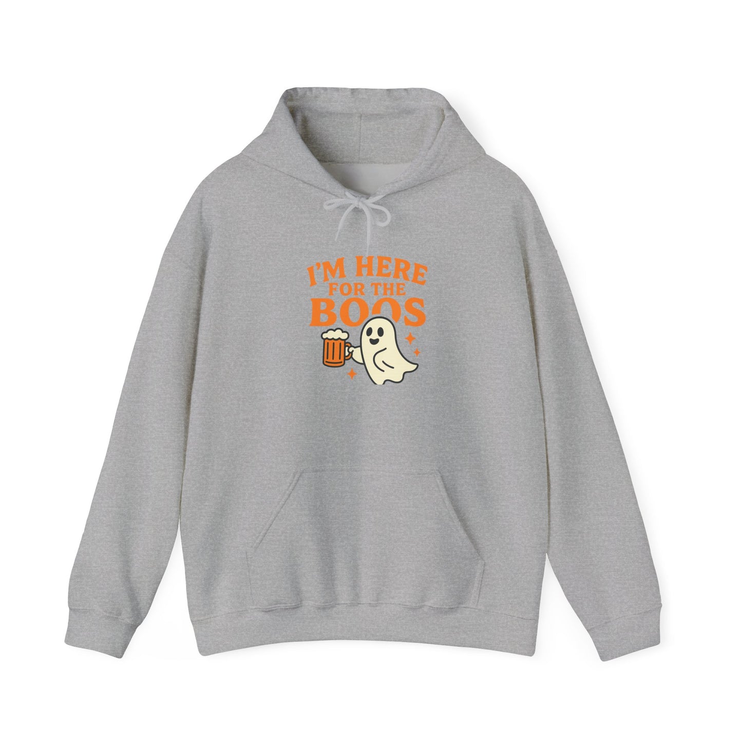 Halloween Party Hoodie, I'm Here for the Boos Hoodie, Unisex Halloween hoodie, Ghost Design Hooded Pullover, Spooky Season Apparel