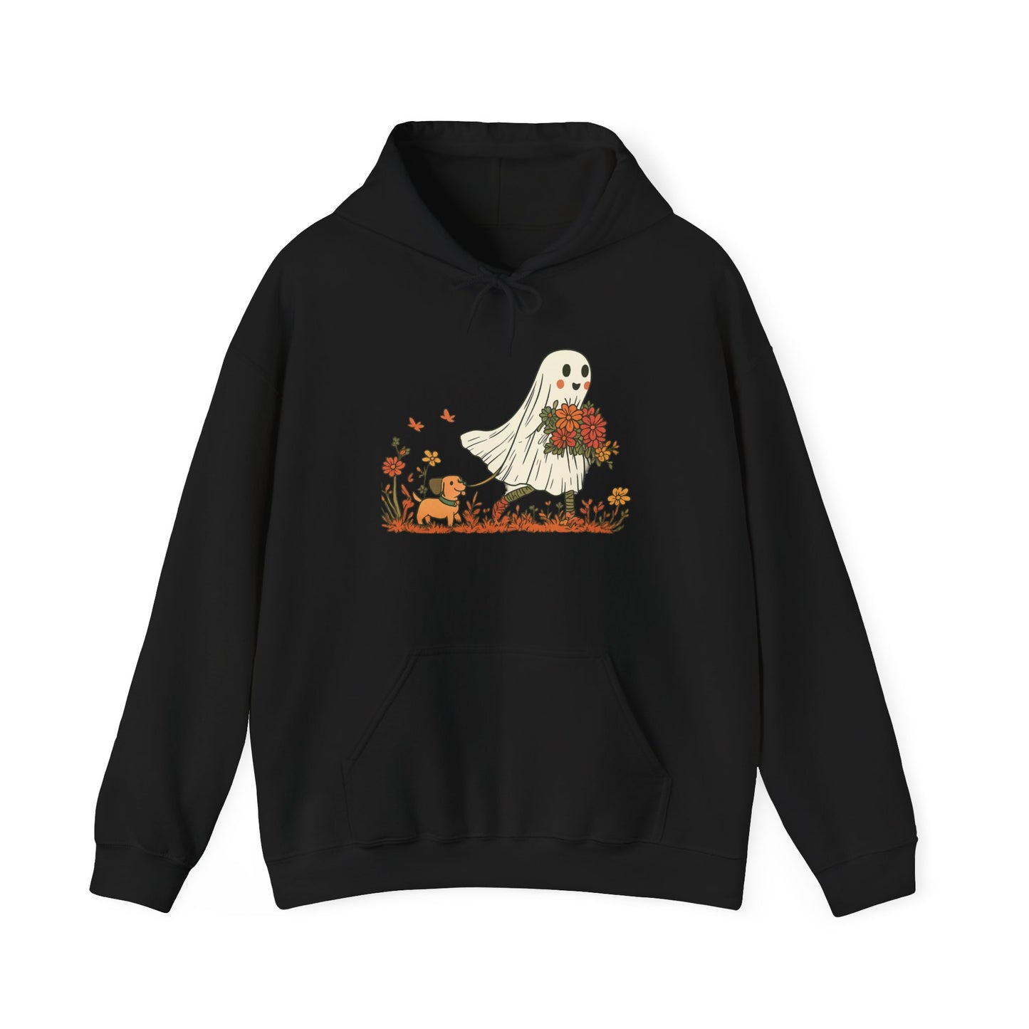 Ghostly Blooms Hoodie - Cozy Fall Fashion, Halloween Spirit, Gift for Friends, Trendy Hoodie, Autumn Style
