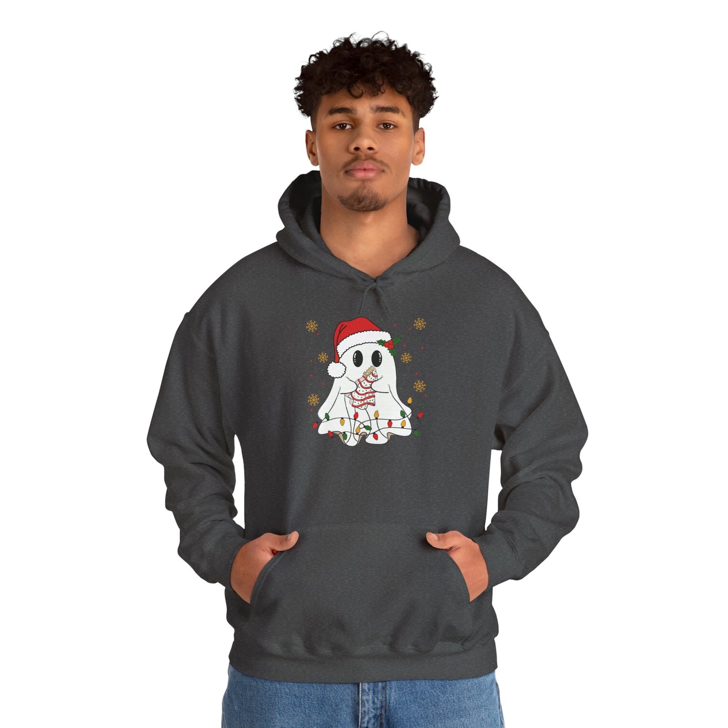 Santa Ghost Christmas Hoodie, Unisex Holiday Hoodie, Cute Winter Apparel, Cozy Gift for Ghost Lovers, Funny Xmas Clothing