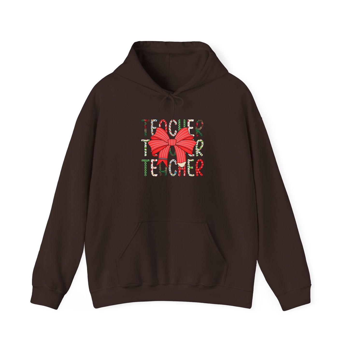 Festive Teacher Hooded Hoodie, Holiday Gift for Educators, Christmas Hoodie, Cozy Outfit, Teacher Appreciation
