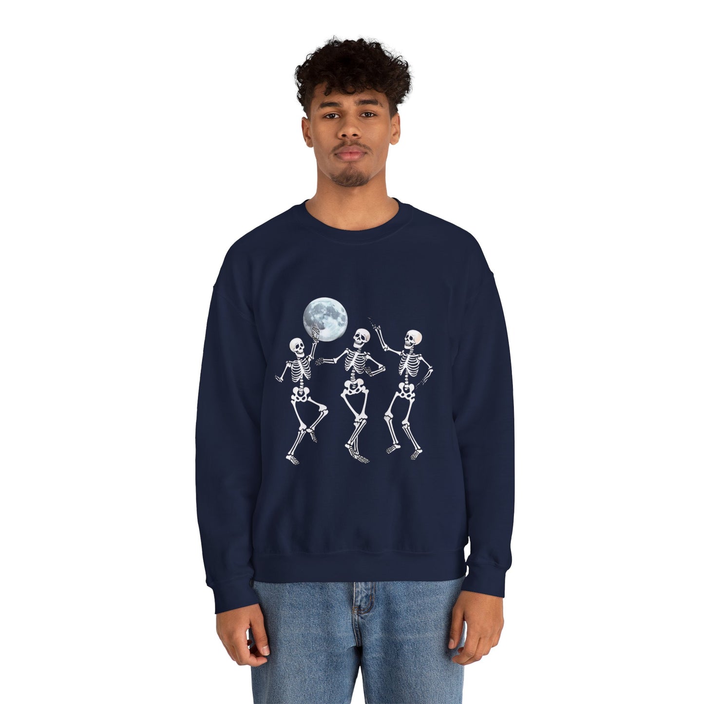 Spooky Dance Crewneck Sweatshirt - Halloween Oddities, Unisex Sweatshirt, Festive Apparel, Skeleton Design, Cozy Style