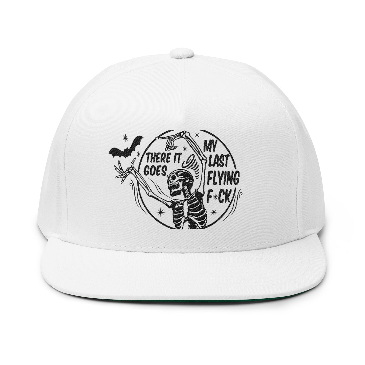Sassy Flat Bill Cap, Embroidered Skeleton Humor Hat, Perfect Gift, Halloween Accessory, Trendy Streetwear