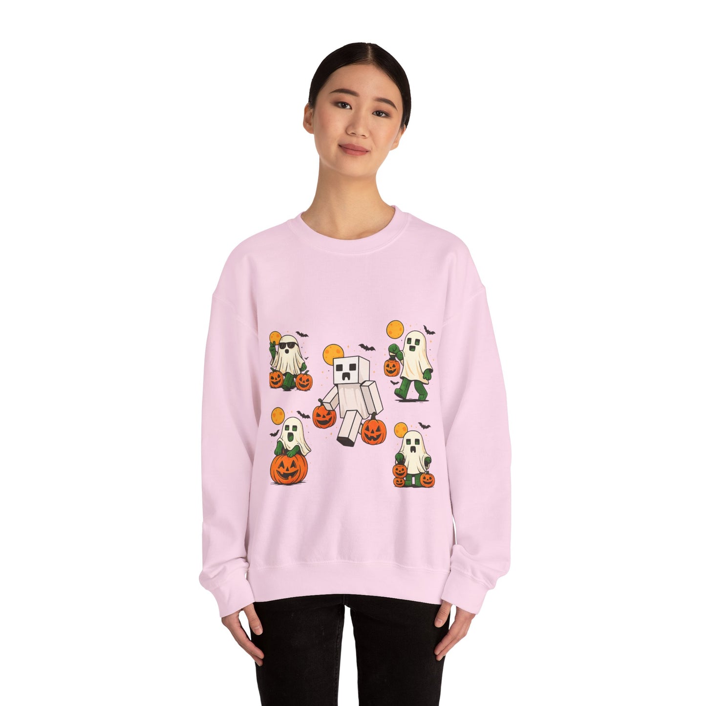 Halloween Ghost Cartoon Sweatshirt, Unisex Crewneck, Cozy Autumn Wear, Halloween Gifts, Spooky Season Apparel, Cute Sweatshirt