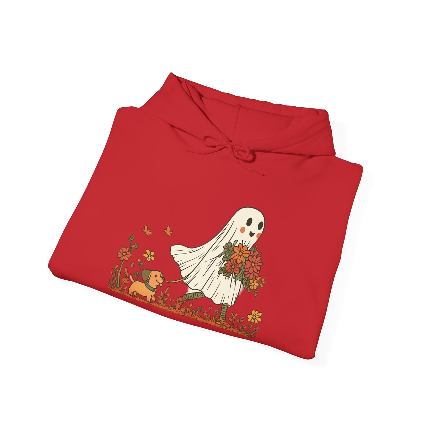 Ghostly Blooms Hoodie - Cozy Fall Fashion, Halloween Spirit, Gift for Friends, Trendy Hoodie, Autumn Style