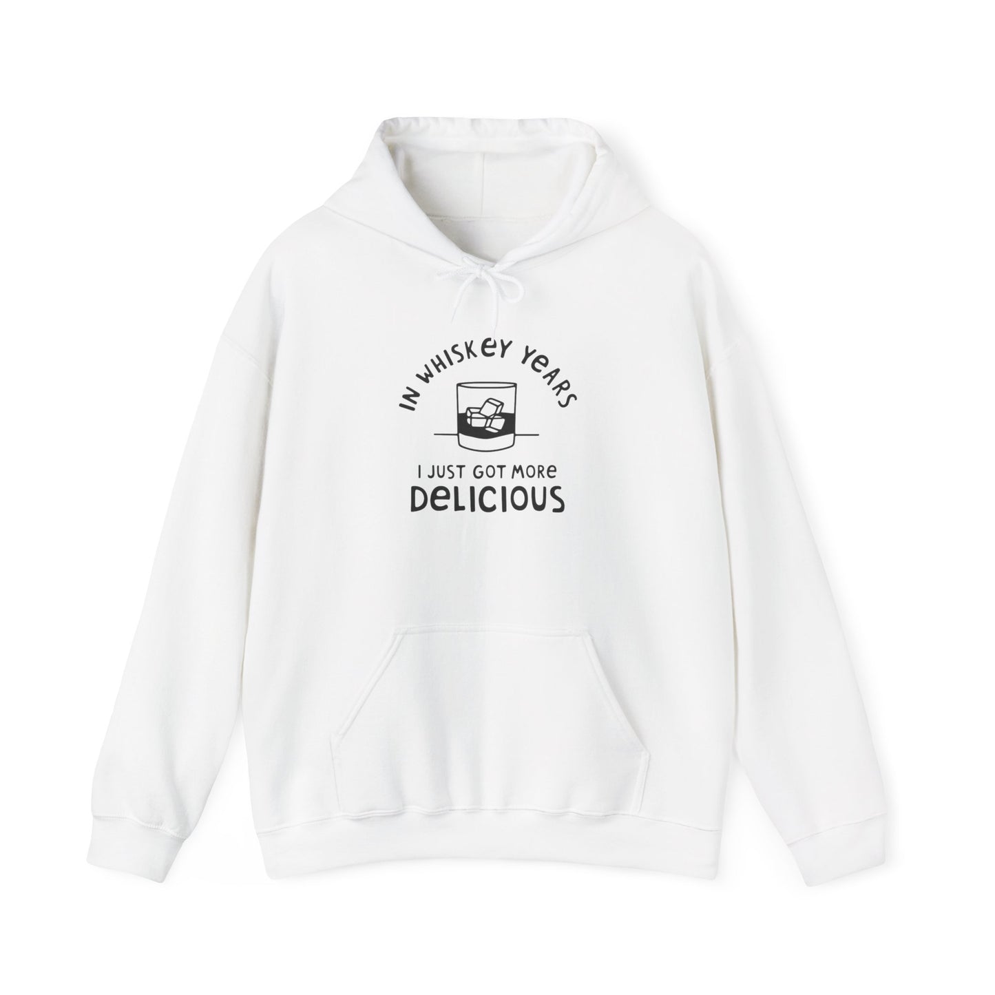 Whiskey Years Hoodie, Funny Sweatshirt for Whiskey Lovers, Perfect Gift for Birthdays, Relaxed Cozy Attire, Unisex Heavy Blend Apparel