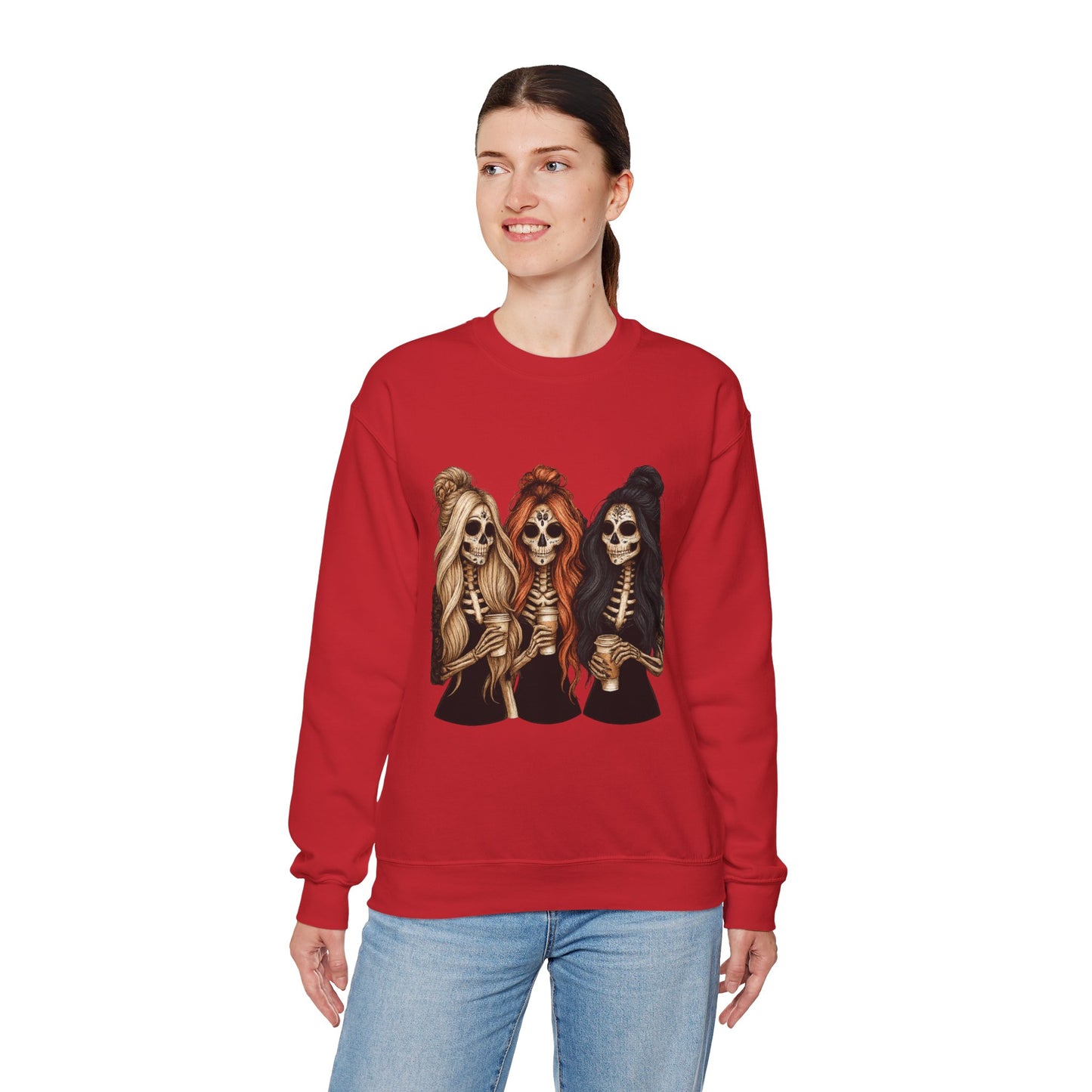 Halloween Skeleton Crewneck Sweatshirt, Cozy Unisex Sweatshirt, Trendy Halloween Apparel, Gift for Halloween Lovers, Spooky Season Outfit