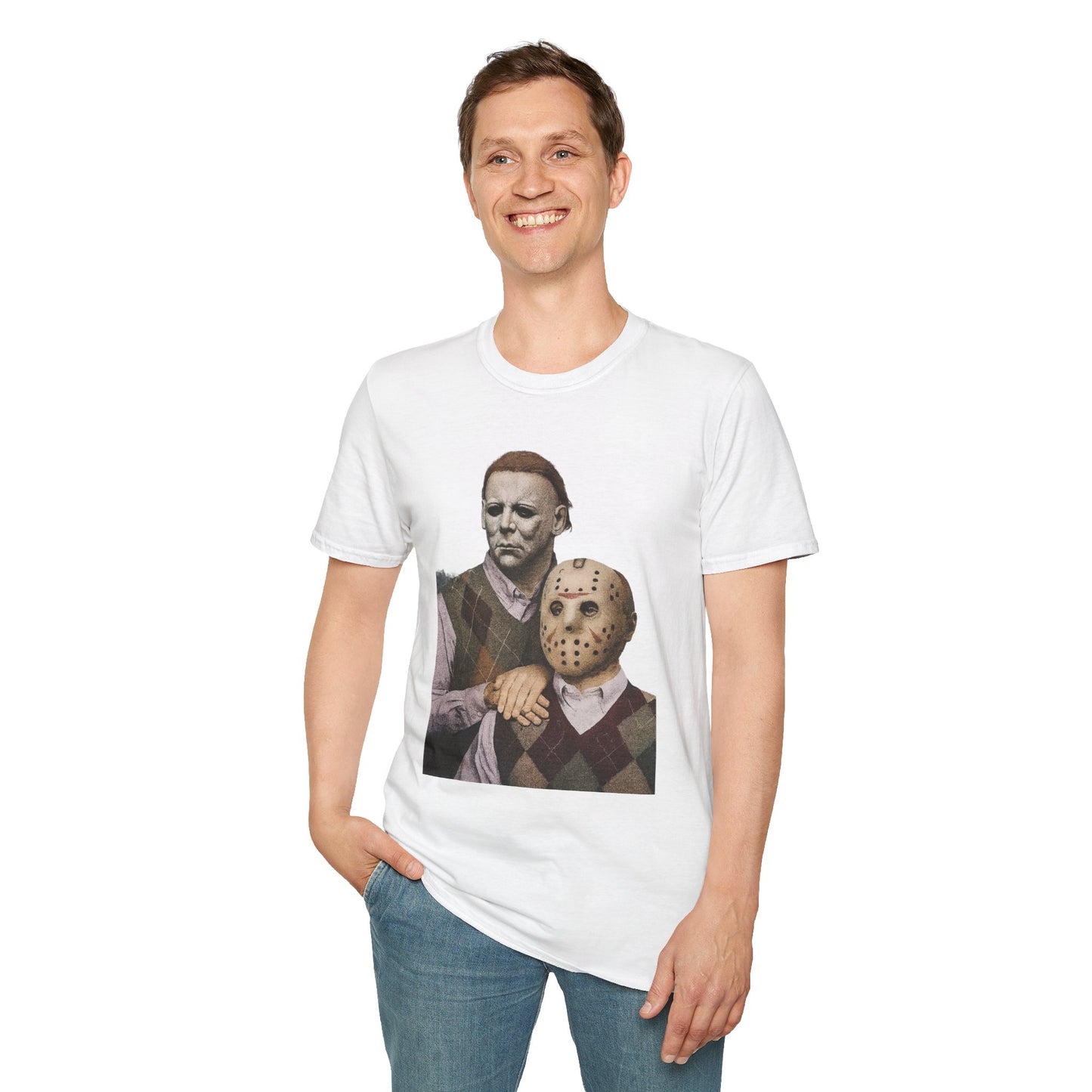 Horror Movie Character T-Shirt | Unisex Softstyle Tee, Scary Graphic Tee, Perfect for Halloween, Horror Fans, Movie Lovers