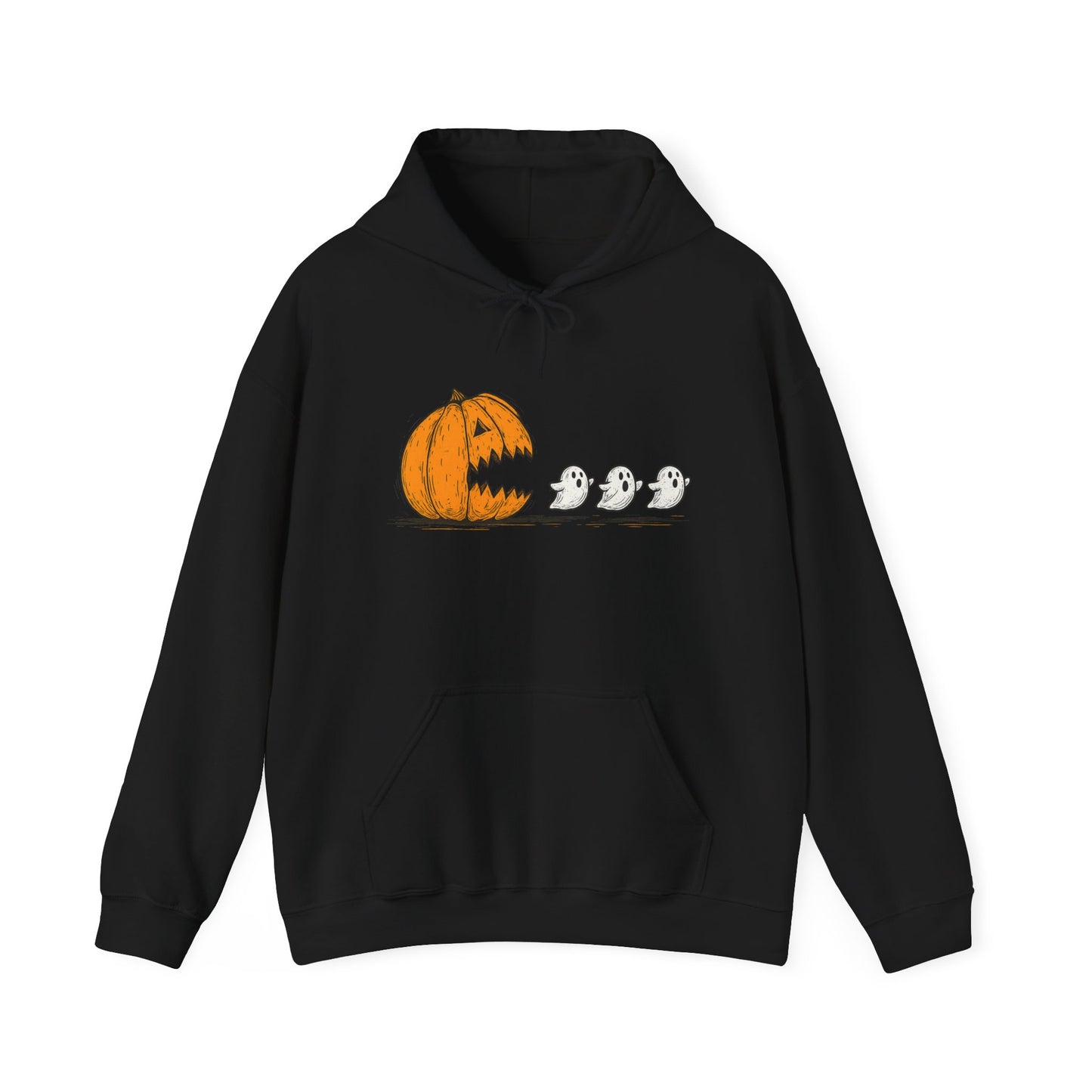 Spooky Ghosts & Pumpkin Hoodie - Unisex Heavy Blend Hoodie, Halloween Apparel, Cozy Fall Layer, Ghost Lovers Gift, Autumn Style