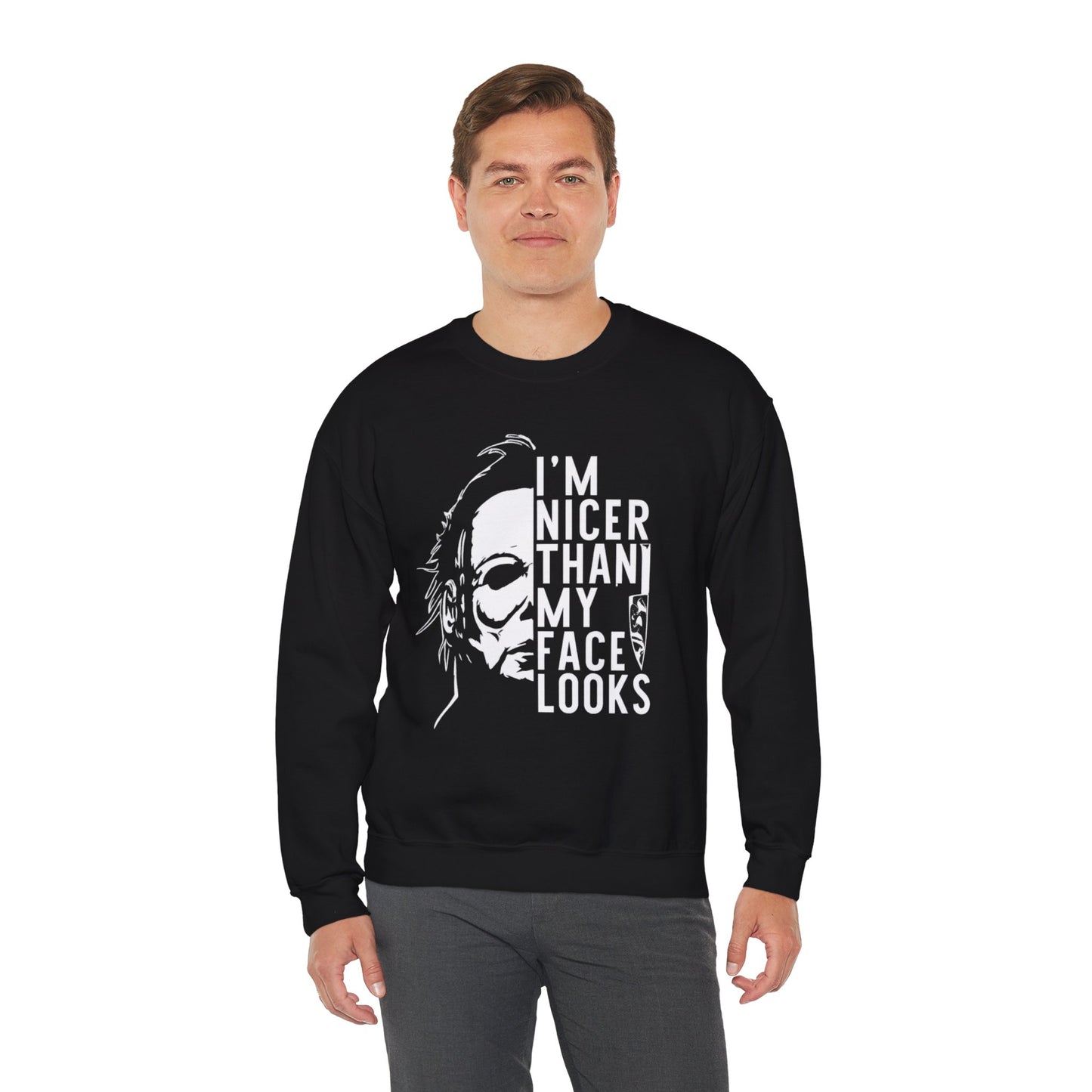 Unisex Halloween Humor Crewneck Sweatshirt, Funny Sweatshirt, Gift for Horror Fans, Halloween Apparel, Spooky Vibes, Comfortable Layering