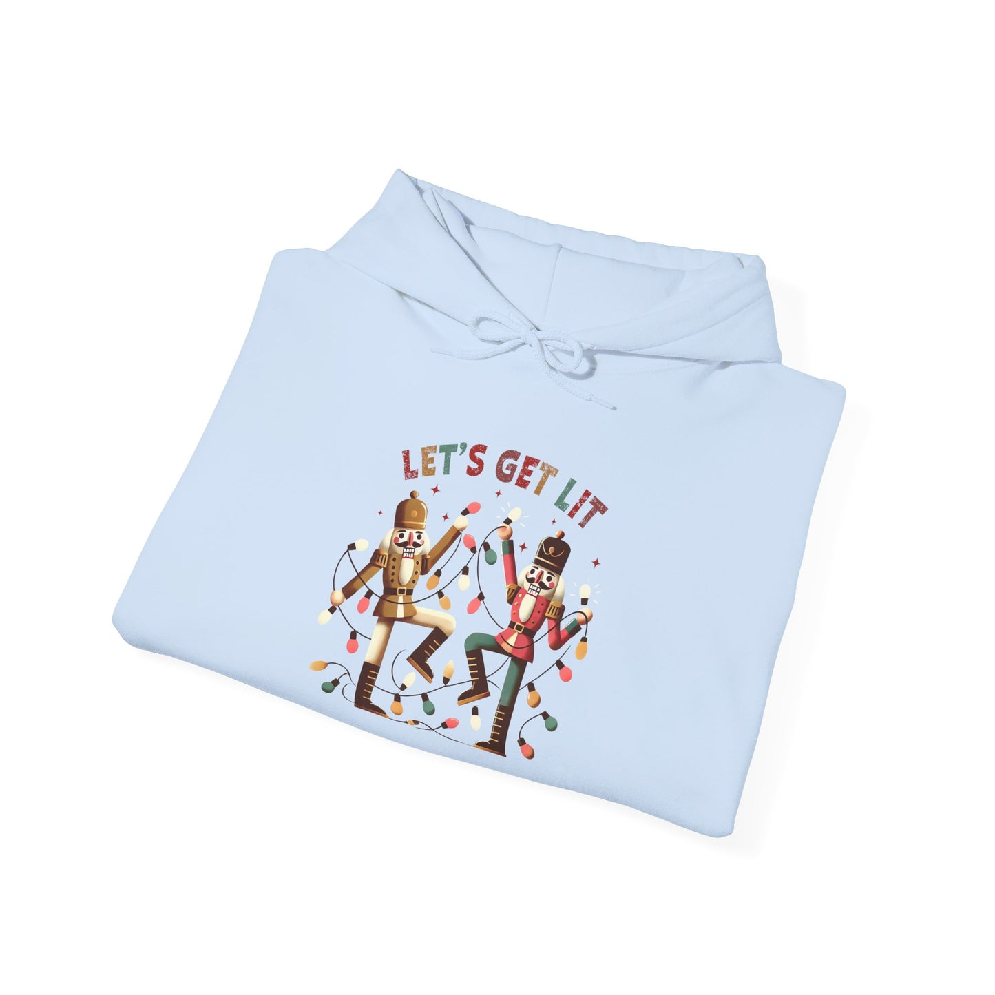 Festive Hooded Sweatshirt - Let's Get Lit, Winter Apparel, Holiday Gift, Cozy Layer, Unisex Style, Casual Wear