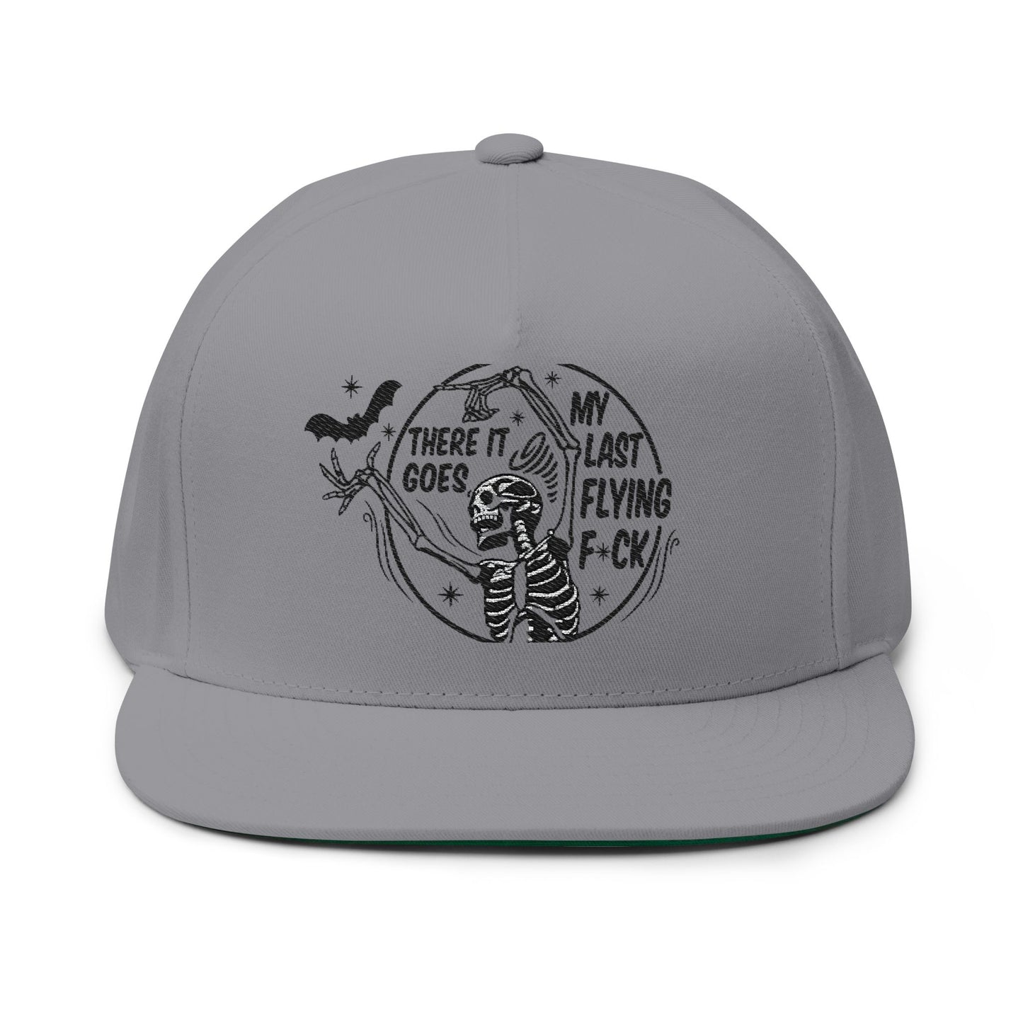 Sassy Flat Bill Cap, Embroidered Skeleton Humor Hat, Perfect Gift, Halloween Accessory, Trendy Streetwear