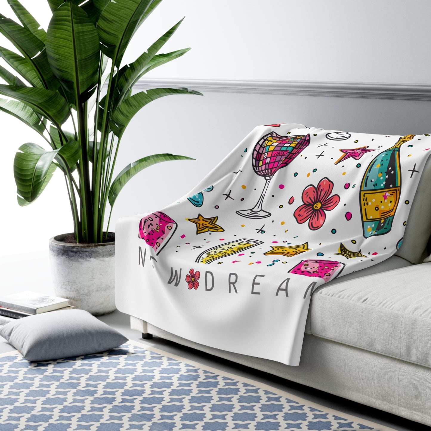 New Year Sherpa Fleece Blanket