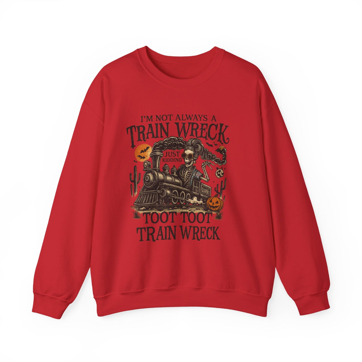 Funny Train Wreck Sweatshirt, Unisex Crewneck Sweatshirt, Halloween Apparel, Gift for Train Lovers, Cozy Fall Outfit
