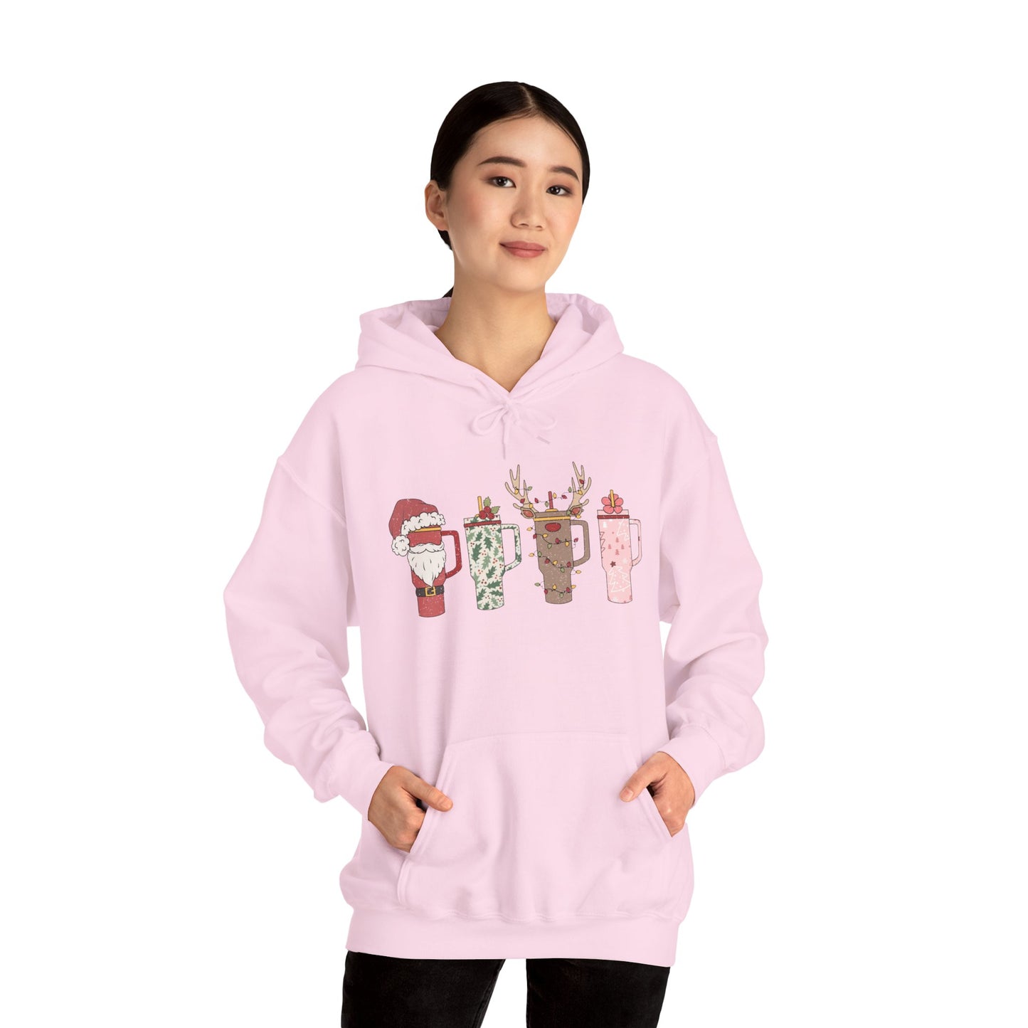 Festive Hot Beverage Hoodie, Holiday Sweatshirt, Unisex Cozy Pullover, Christmas Gift, Winter Apparel, Mug Design Hoodie