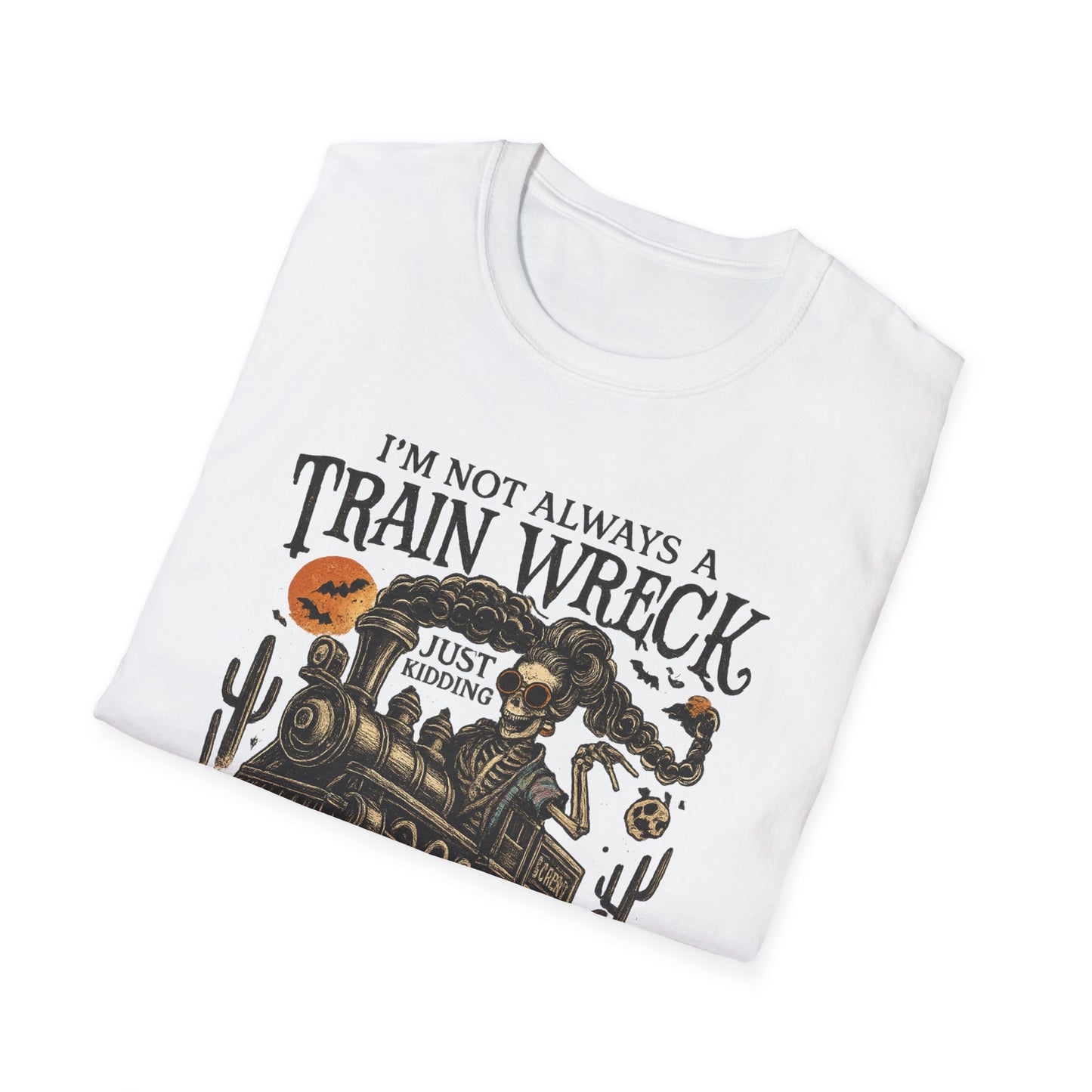Train Wreck Unisex Softstyle T-Shirt | Funny Graphic Tee, Halloween Shirt, Gift for Friends, Casual Wear, Unique Design