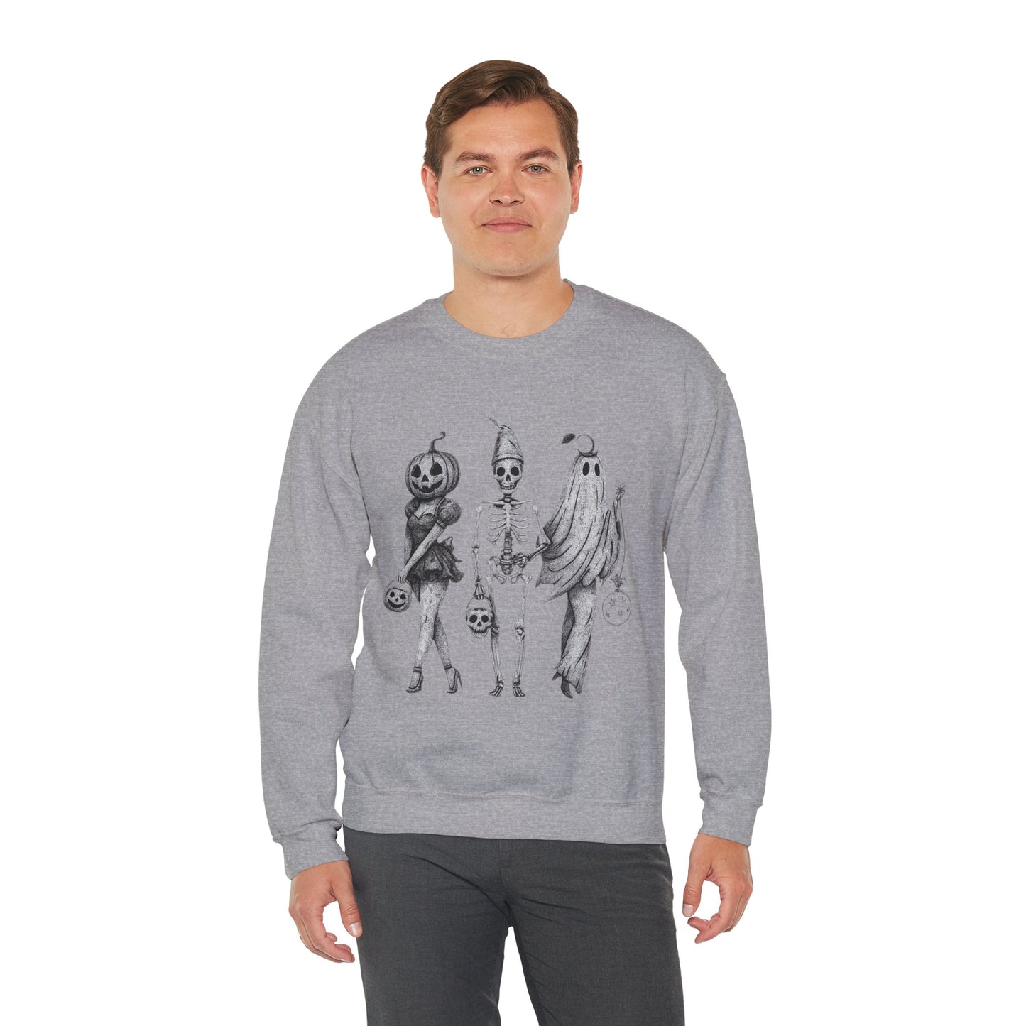 Halloween Sweatshirt with Ghosts and Ghouls Design