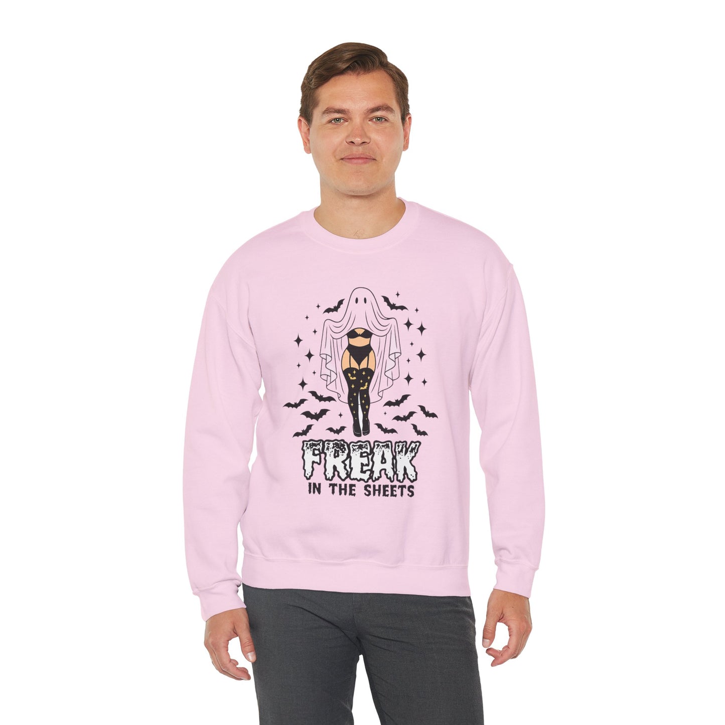 Freak in the Sheets Sweatshirt - Spooky Fun Crewneck for Halloween, Cozy Lounge Wear, Unisex Gift, Autumn Style, Casual Wardrobe Essential