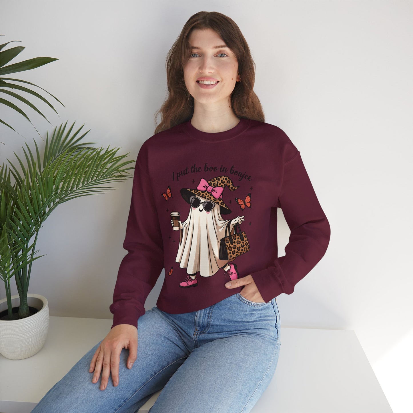Chic Ghost Crewneck Sweatshirt | Halloween Cozy Apparel, Casual Outfit, Trendy Gift, Fall Fashion