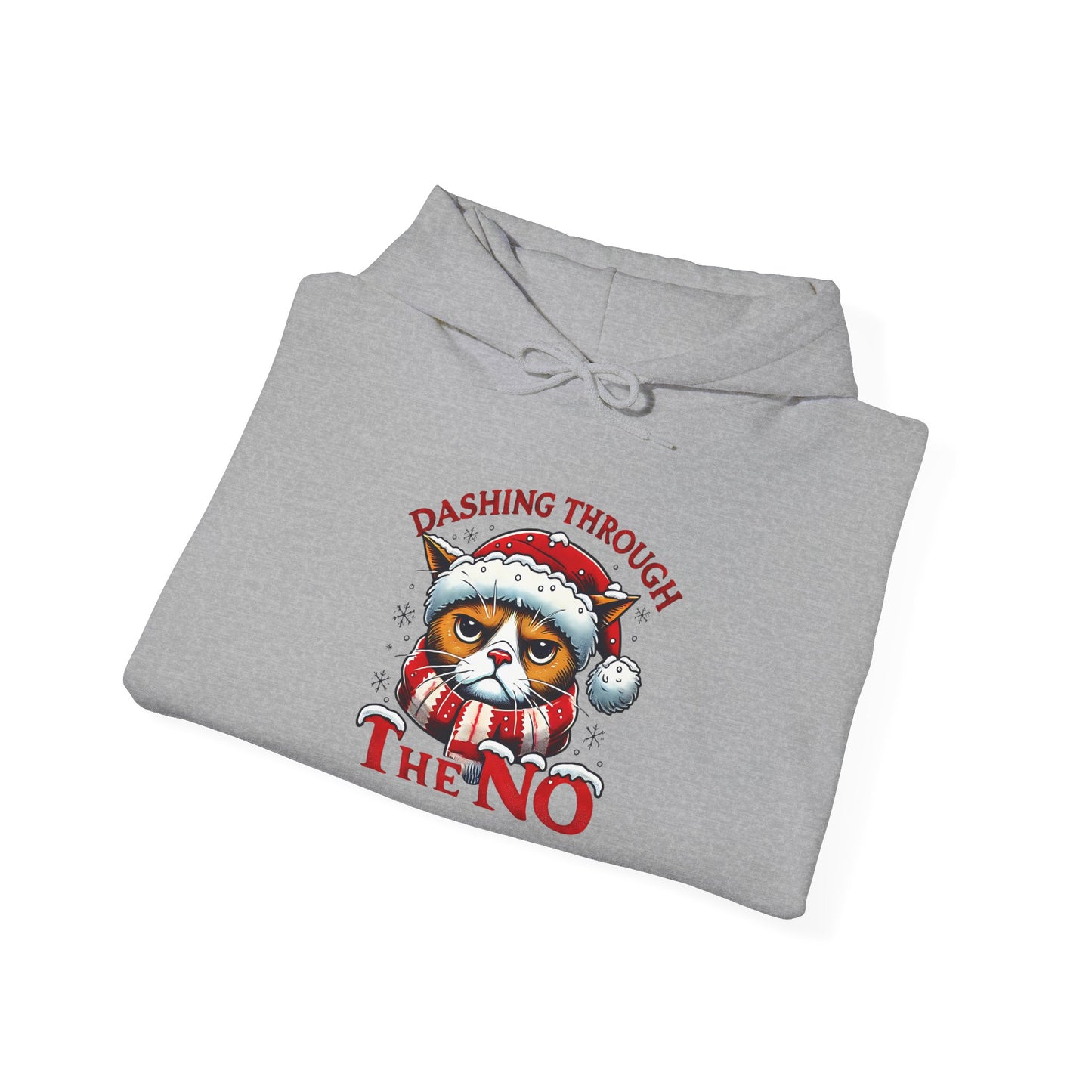 Festive Cat Christmas Hoodie, Unisex Heavy Blend Hooded Sweatshirt, Holiday Gift, Cozy Winter Apparel, Funny Xmas Sweatshirt