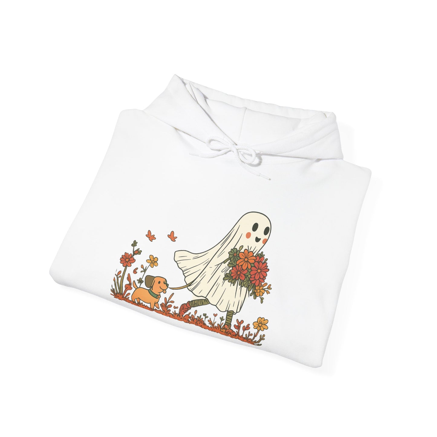 Ghostly Blooms Hoodie - Cozy Fall Fashion, Halloween Spirit, Gift for Friends, Trendy Hoodie, Autumn Style