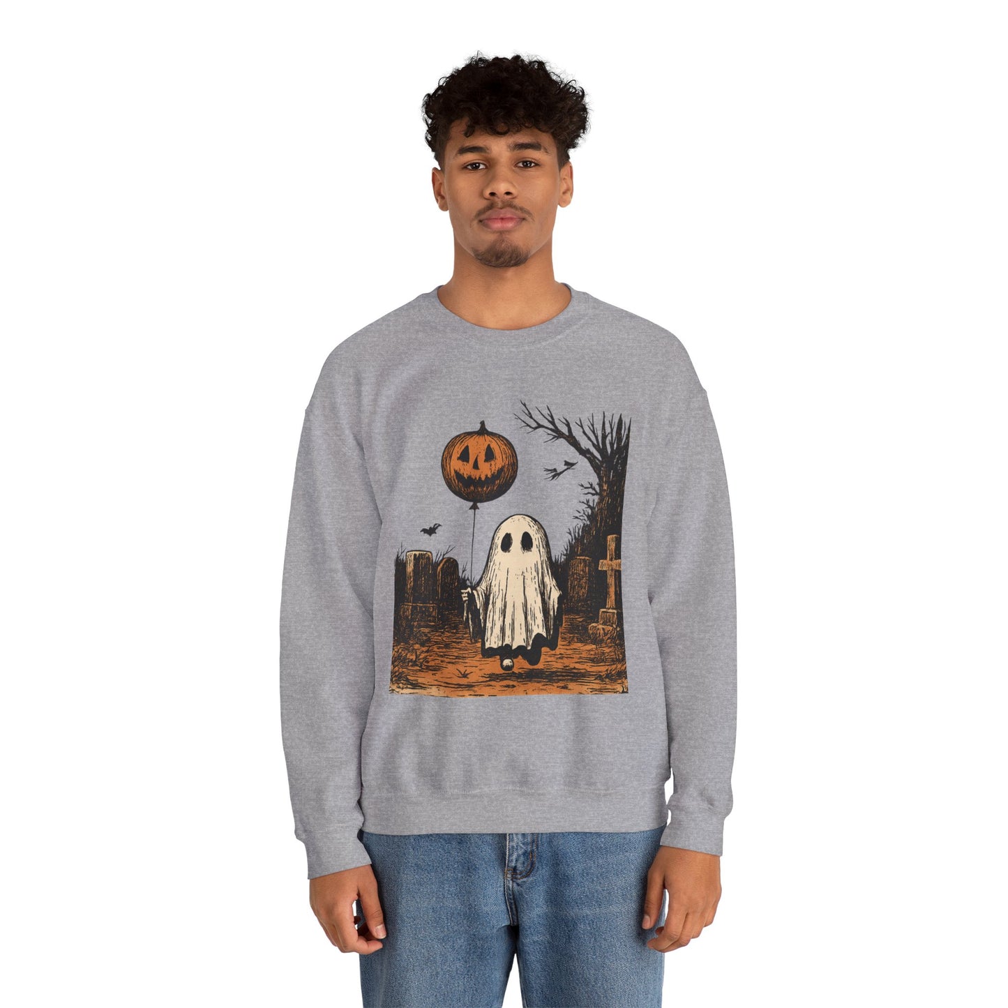 Halloween Ghost Crewneck Sweatshirt - Fall Fashion, Cozy Sweater, Spooky Style, Halloween Decor, Unique Gift