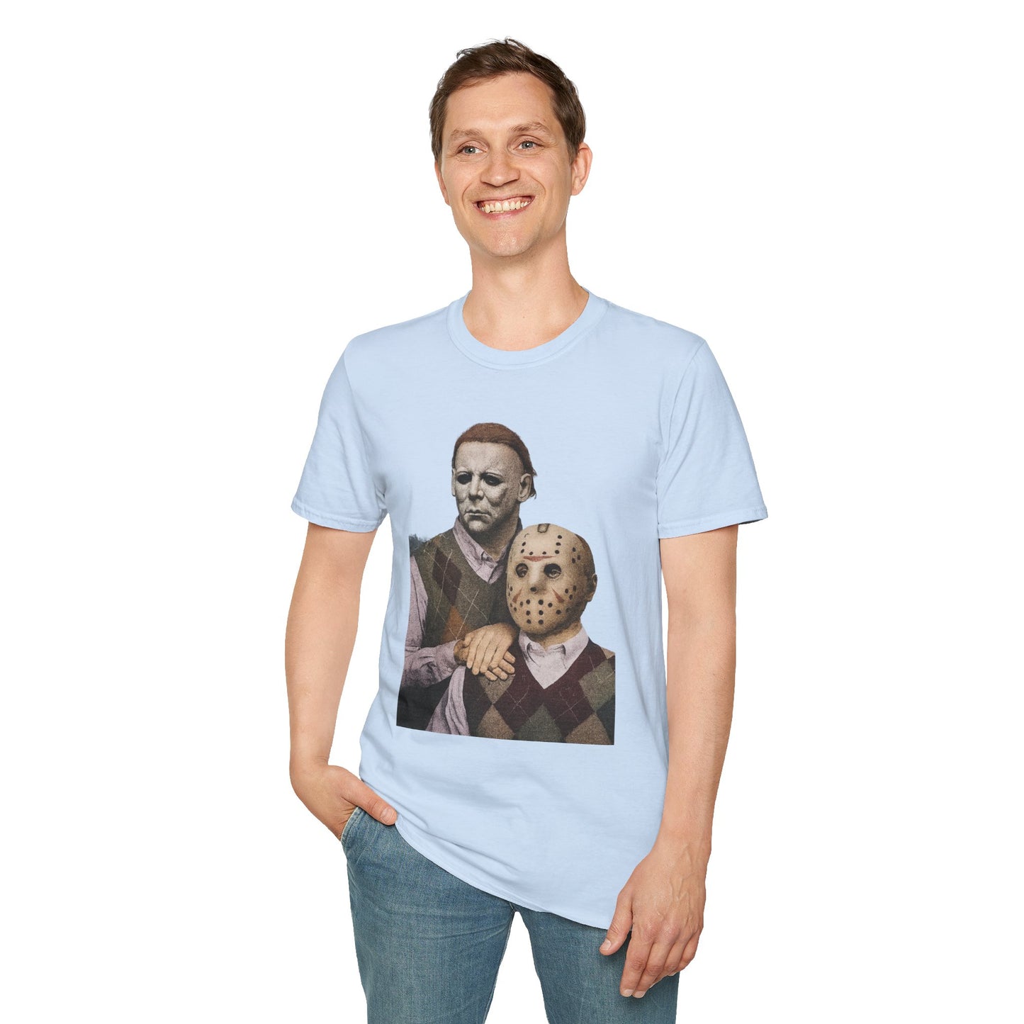 Horror Movie Character T-Shirt | Unisex Softstyle Tee, Scary Graphic Tee, Perfect for Halloween, Horror Fans, Movie Lovers