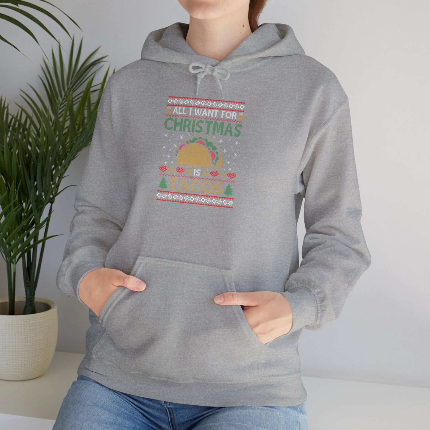 Christmas Tacos Sweatshirt, Holiday Hoodie, Funny Gift for Taco Lovers, Unisex Sweatshirt, Festive Apparel for Winter