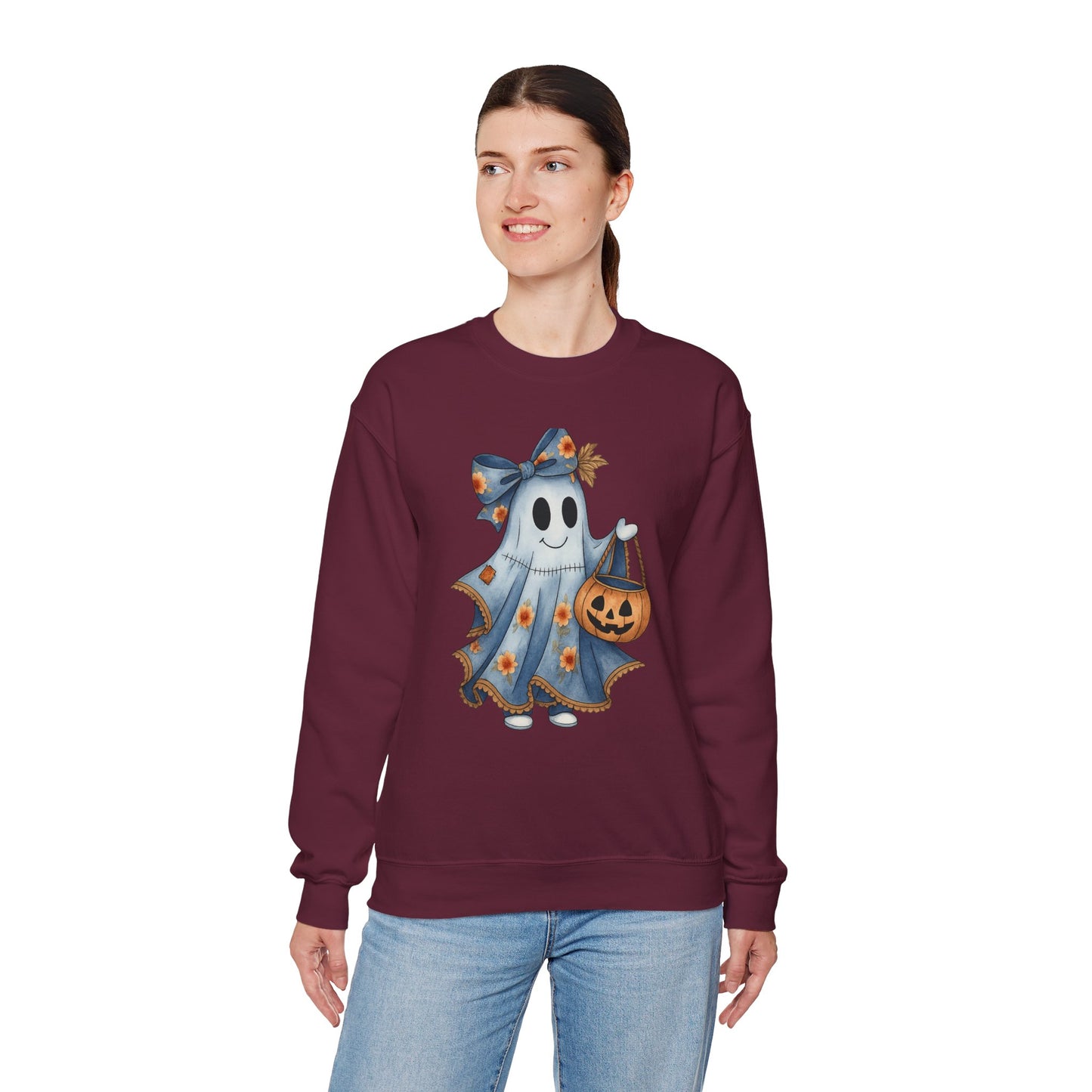 Cute Ghost Halloween Sweatshirt, Unisex Crewneck, Cozy Fall Apparel, Spooky Season Gift, Trick or Treat, Halloween Celebration