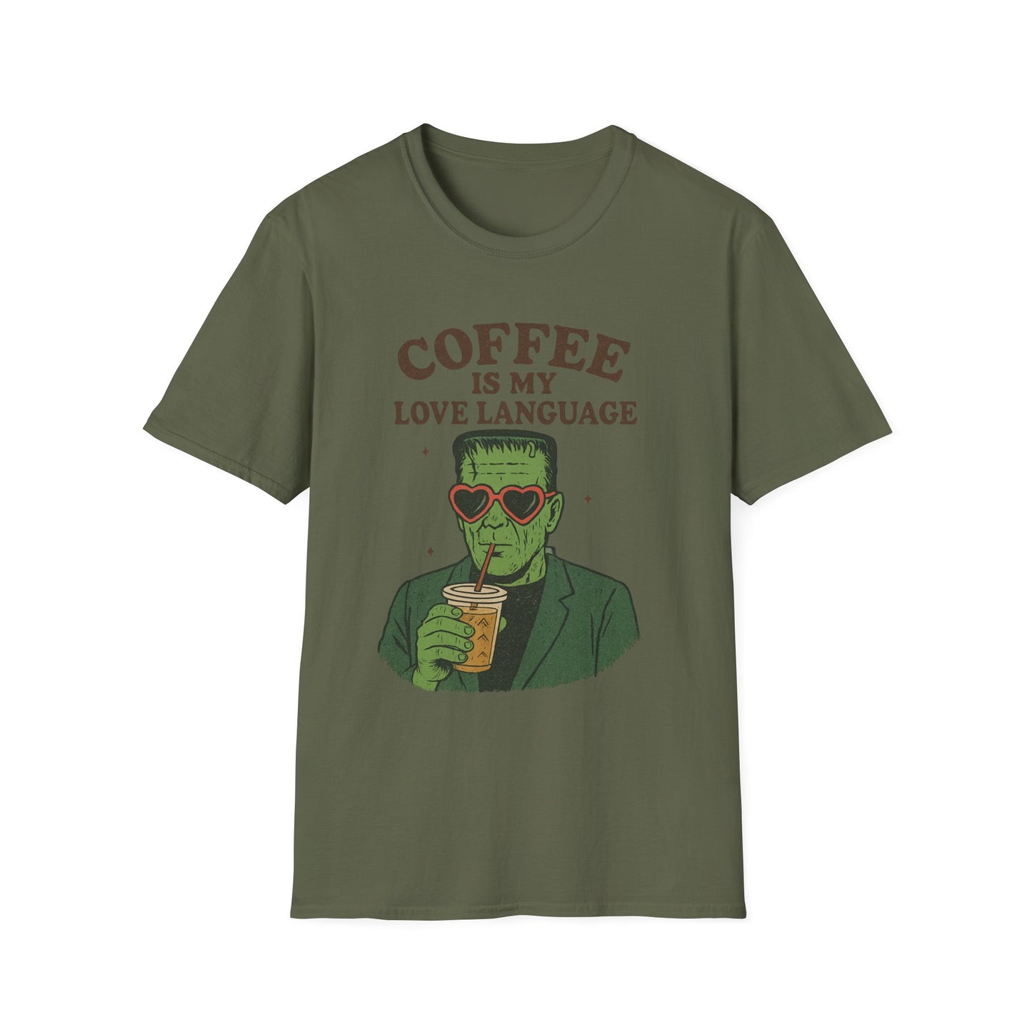 Frankenstein Coffee Lover T-Shirt, Funny Gift for Coffee Lovers, Unisex Tee, Perfect for Halloween, Casual Wear, Gift for Him/Her
