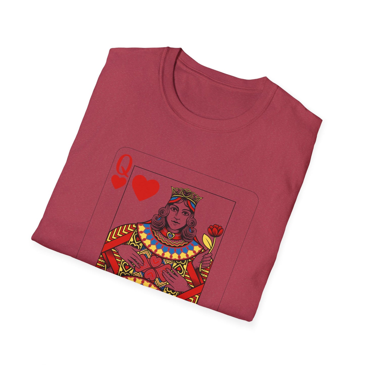 Valentines Queen of Hearts Unisex Softstyle T-Shirt - Card Inspired Design