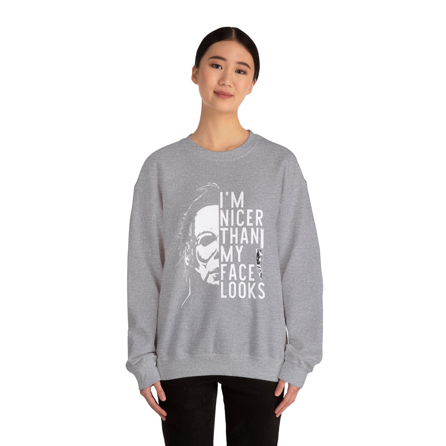 Unisex Halloween Humor Crewneck Sweatshirt, Funny Sweatshirt, Gift for Horror Fans, Halloween Apparel, Spooky Vibes, Comfortable Layering