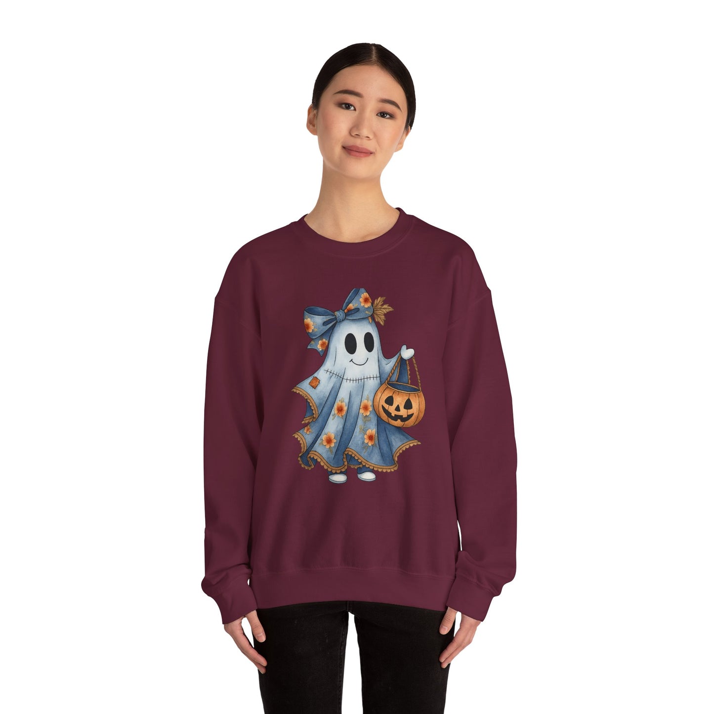 Cute Ghost Halloween Sweatshirt, Unisex Crewneck, Cozy Fall Apparel, Spooky Season Gift, Trick or Treat, Halloween Celebration