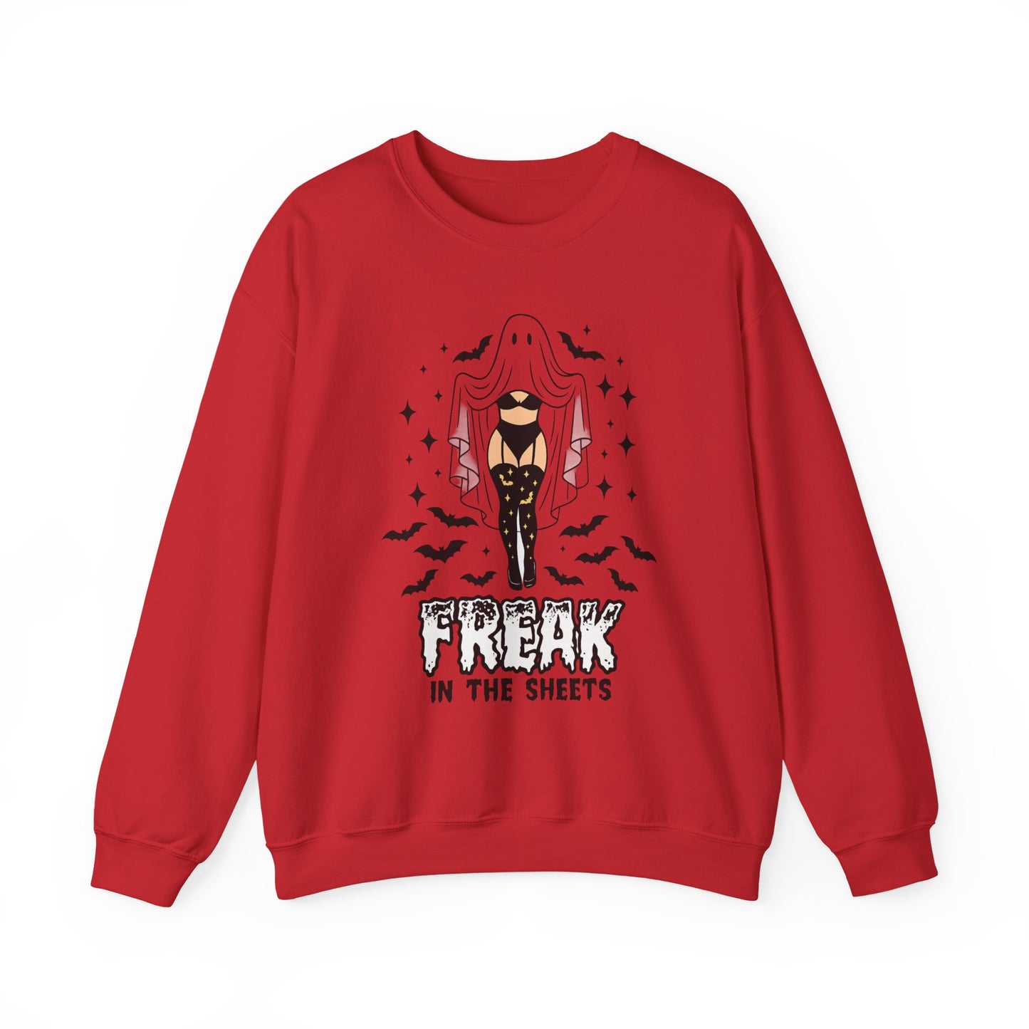 Freak in the Sheets Sweatshirt - Spooky Fun Crewneck for Halloween, Cozy Lounge Wear, Unisex Gift, Autumn Style, Casual Wardrobe Essential