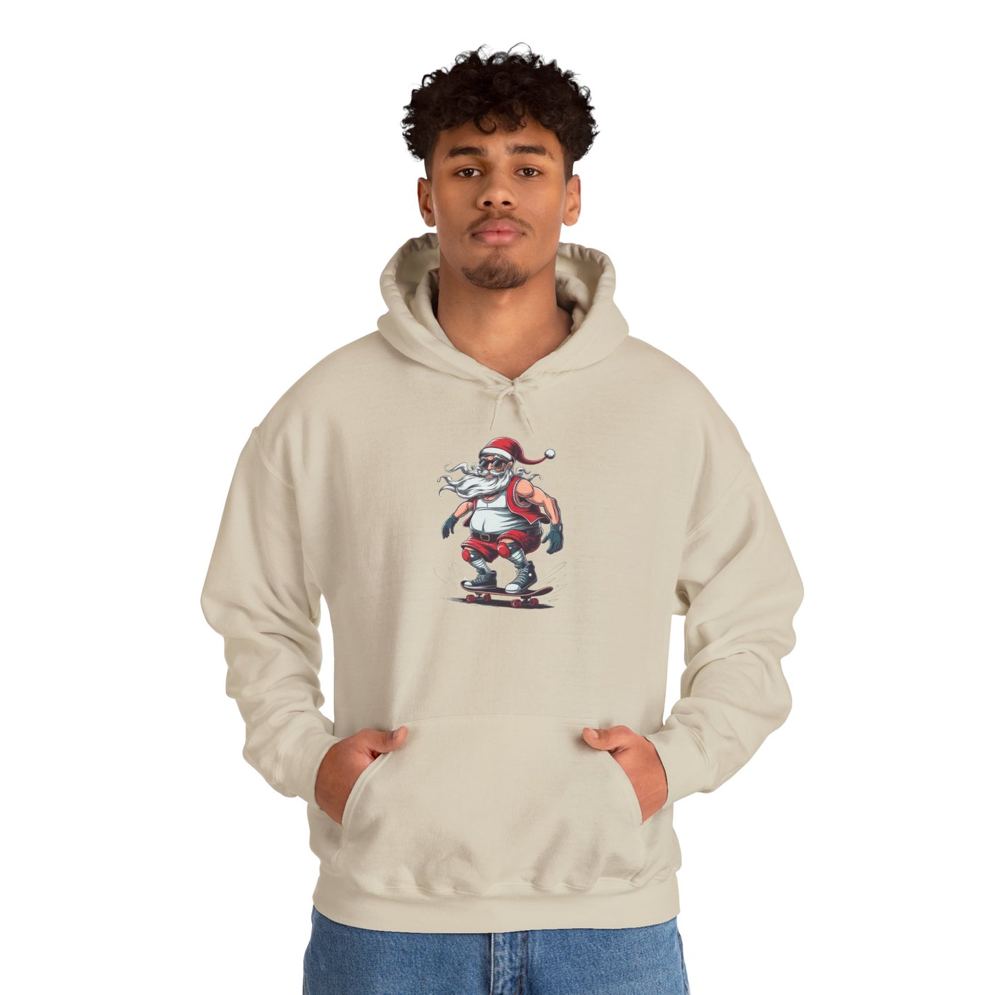Santa Skateboarding Unisex Heavy Blend Hoodie, Christmas Sweatshirt, Holiday Gift, Cozy Winter Apparel, Fun Santa Design