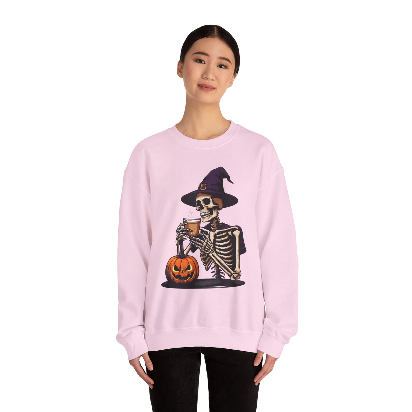 Spooky Skeleton Halloween Sweatshirt, Unisex Crewneck, Cozy Fall Fashion, Halloween Costume, Party Apparel, Ideal for Trick or Treat