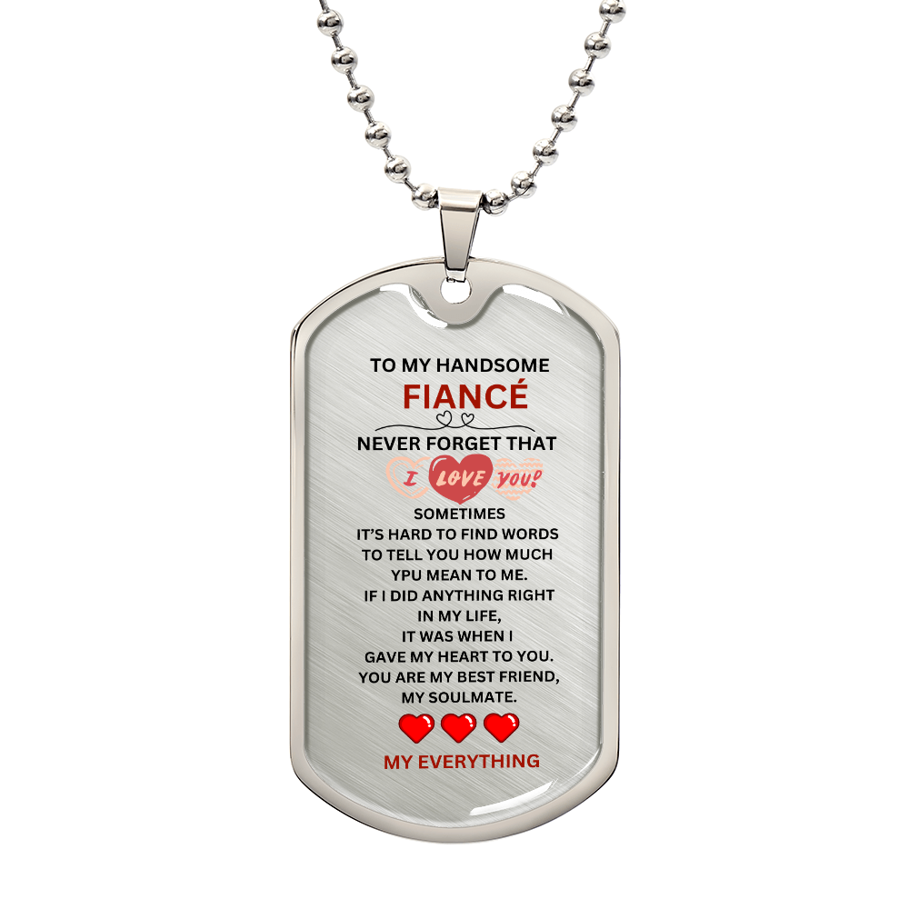 Fiancé Luxury Graphic Dog Tag Necklace