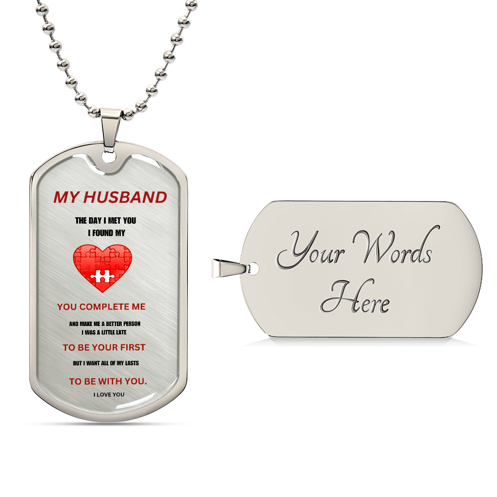 Husband Luxury Graphic Dog Tag Necklace