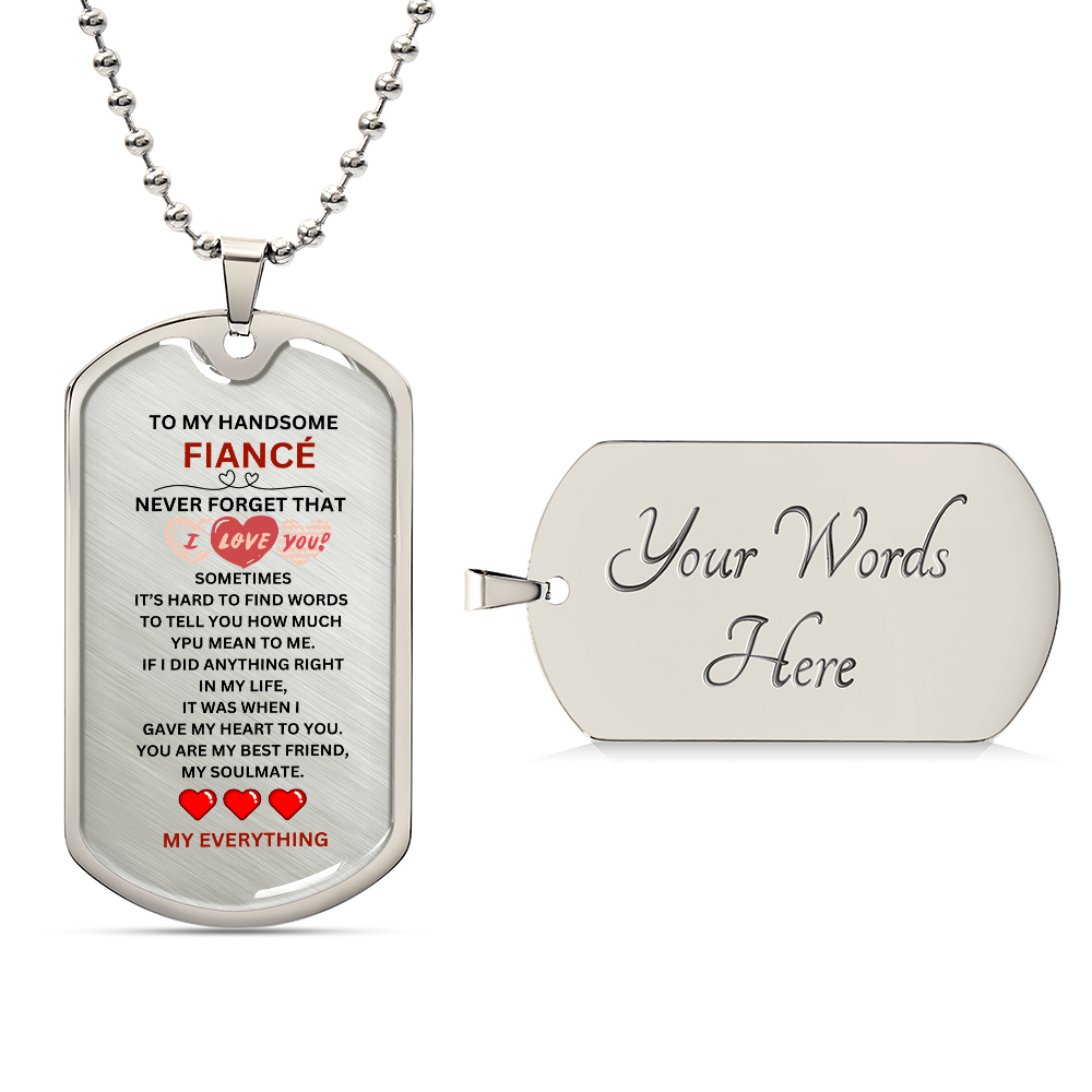 Fiancé Luxury Graphic Dog Tag Necklace