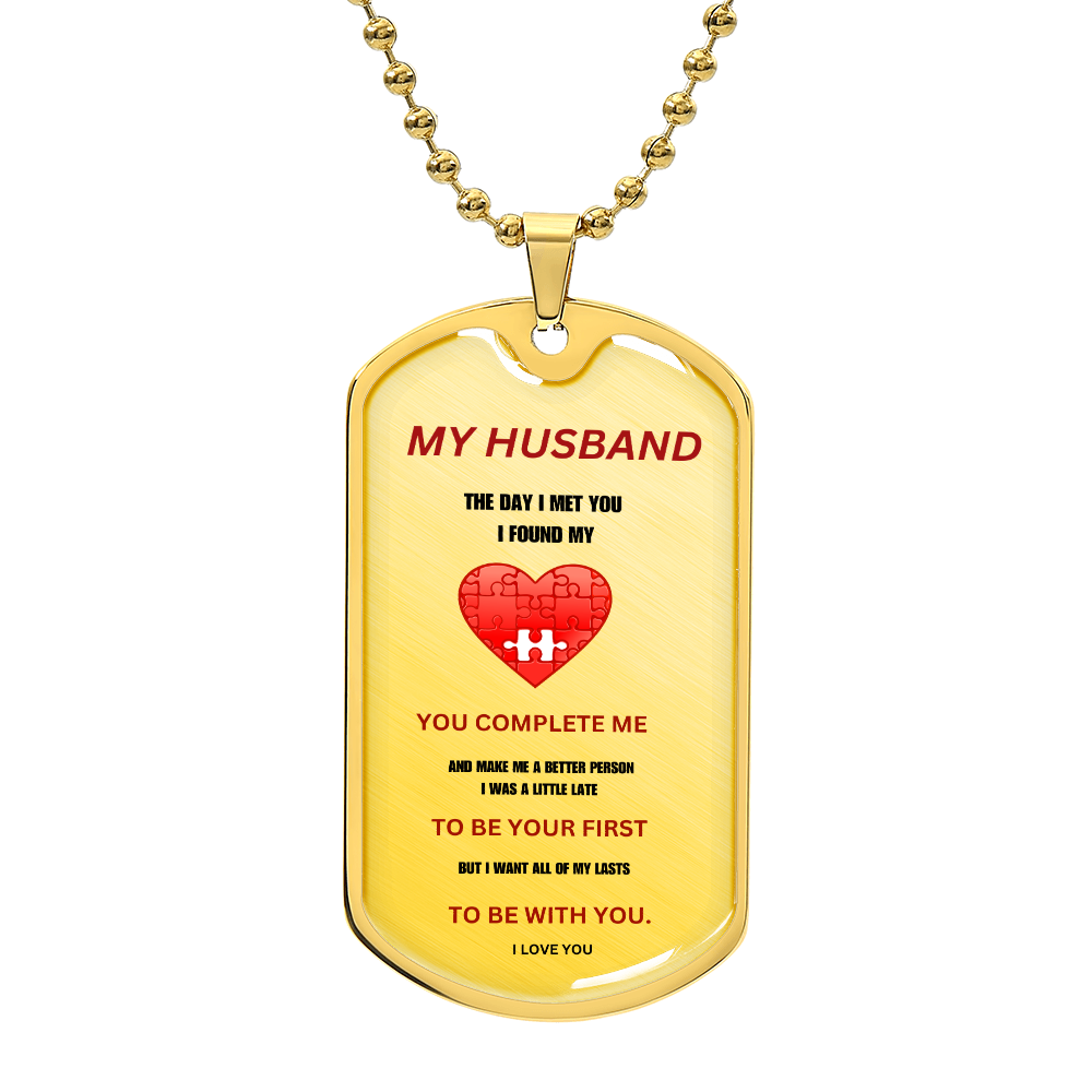 Husband Luxury Graphic Dog Tag Necklace