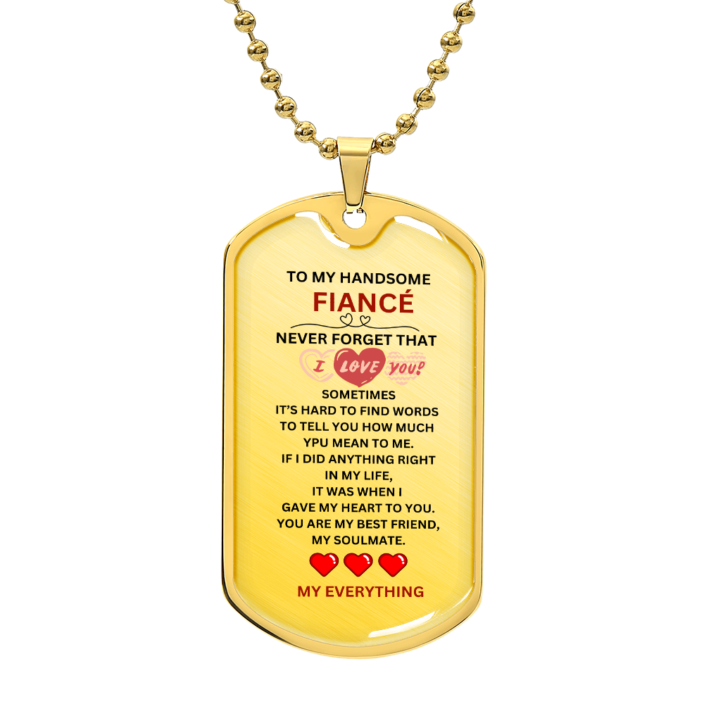 Fiancé Luxury Graphic Dog Tag Necklace