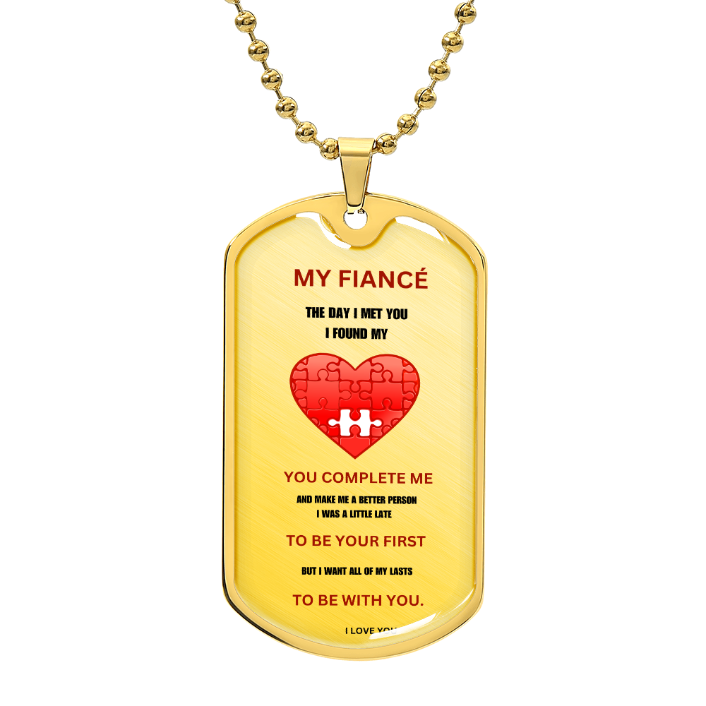 Fiancé Luxury Graphic Dog Tag Necklace