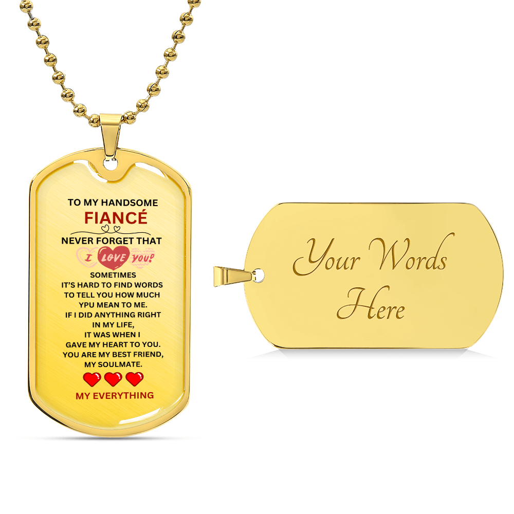 Fiancé Luxury Graphic Dog Tag Necklace