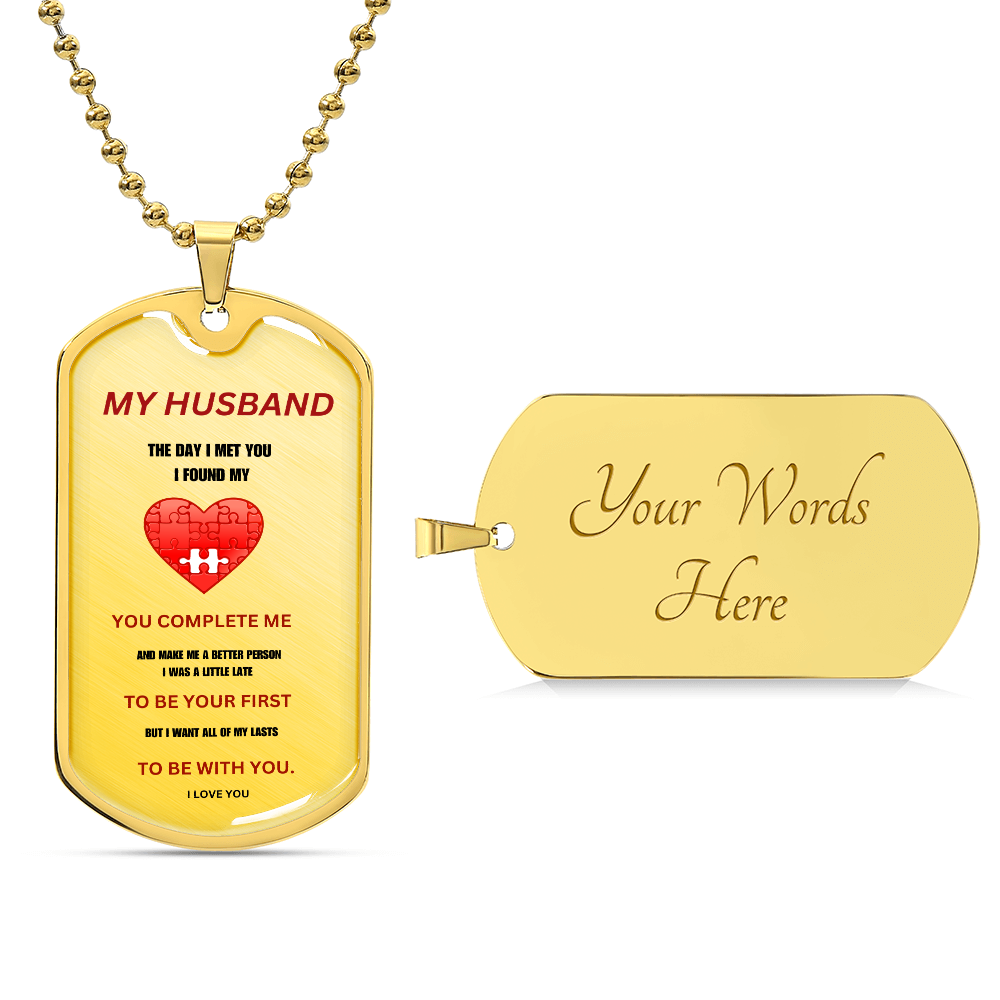 Husband Luxury Graphic Dog Tag Necklace