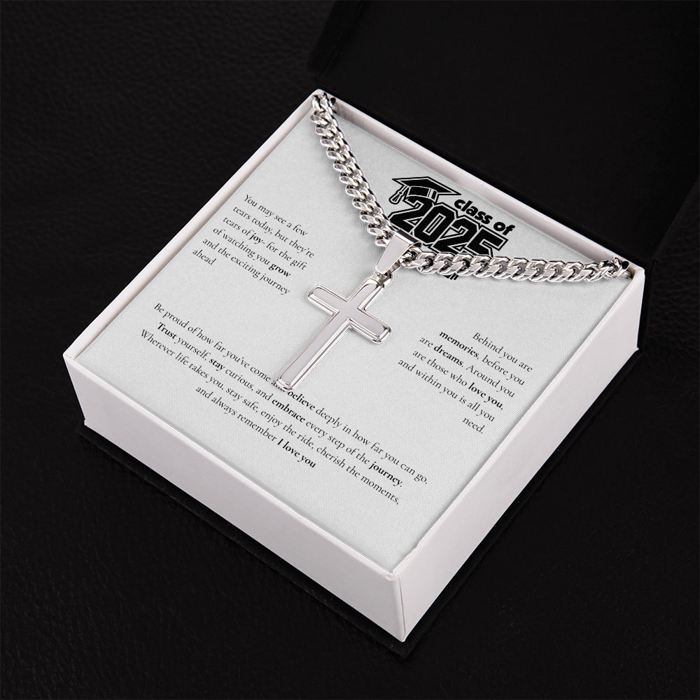 Graduation Cuban Chain with Artisan Cross Necklace