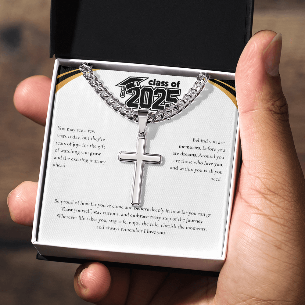 Graduation Cuban Chain with Artisan Cross Necklace