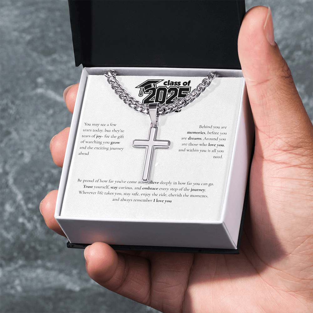 Graduation Cuban Chain with Artisan Cross Necklace